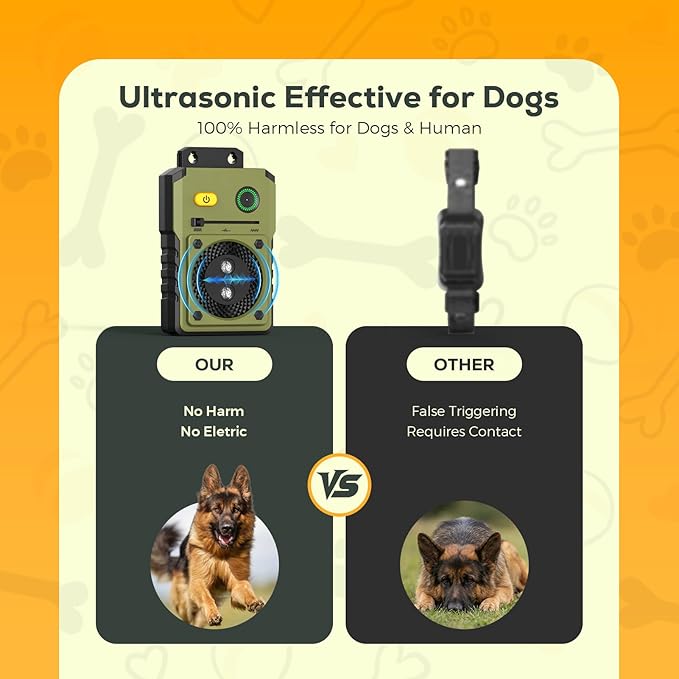 Queenmew Anti Barking Device for Dogs, 3 Modes Ultrasonic Dog Bark Deterrent Devices Long Range 50ft, Type-C Rechargeable Bark Box Barking Control Devices, No More Barking Indoor/Outdoor Training