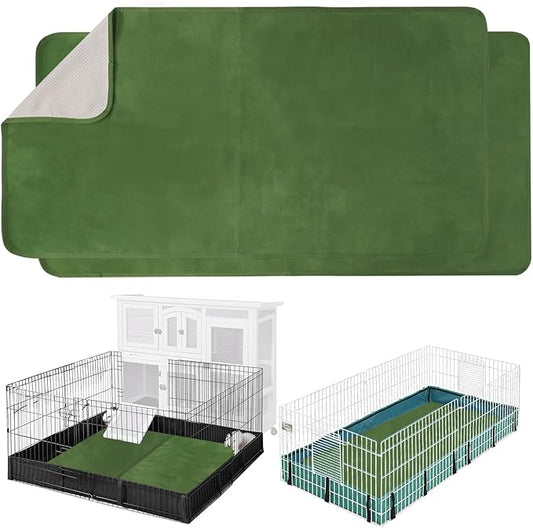 2 Pack Guinea Pig Bedding Fleece Cage Liner 48x24 for Midwest Guinea Pig Cage Amazon Guinea Pig cage Accessories Rabbit Playpen 48" L x 48" W (2PCS)