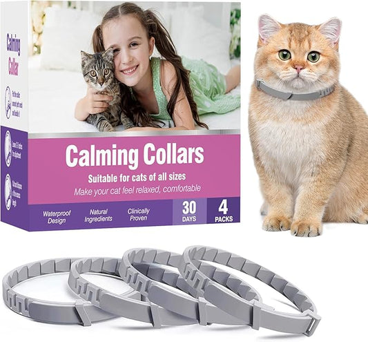 Tcllka Cat Calming Pheromone Collar 4 Pack – Adjustable Breakaway Cat Collar for Calming Support & Relaxation Waterproof 30-Day Continuous Wear for Travel, Grooming & Multi-Cat Homes