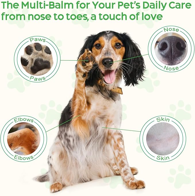 Dog Paw Balm & Nose Balm (2.1oz ), Lick-Safe | All-Natural Dog & Cat Paw Protector Soother with Organic Coconut Oil for dog Dry and Cracked Paws, Nose, Elbows for Hot Pavement & Winter Protection