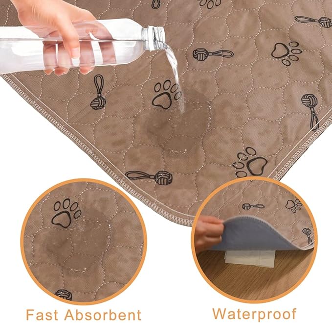 Peepeego 2Pack Pee Pads for Dogs Washable+Free Dog Comb, Waterproof Rugs 36”x48, Absorbent Dog Pads Reusable, Non Slip