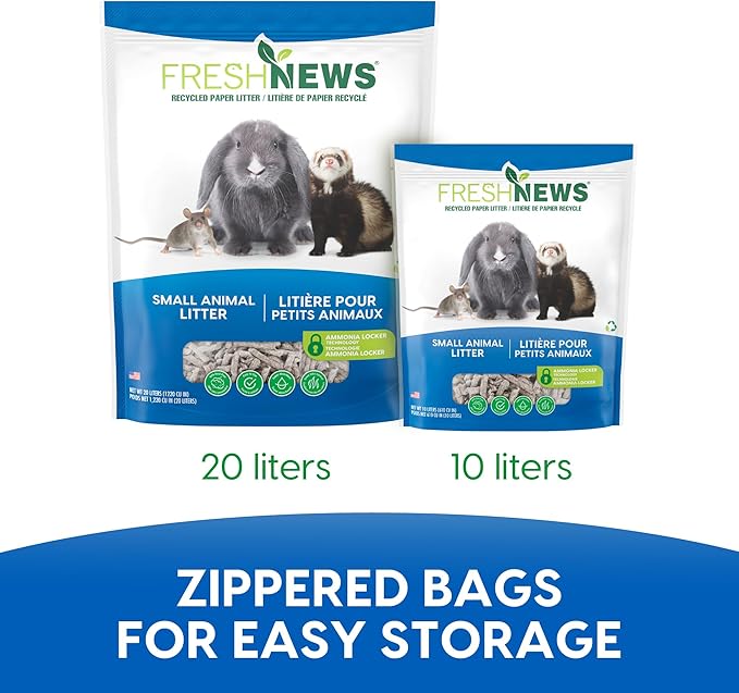 Fresh News Recycled Paper Small Animal Litter Bedding, 20 Liters, Packaging May Vary