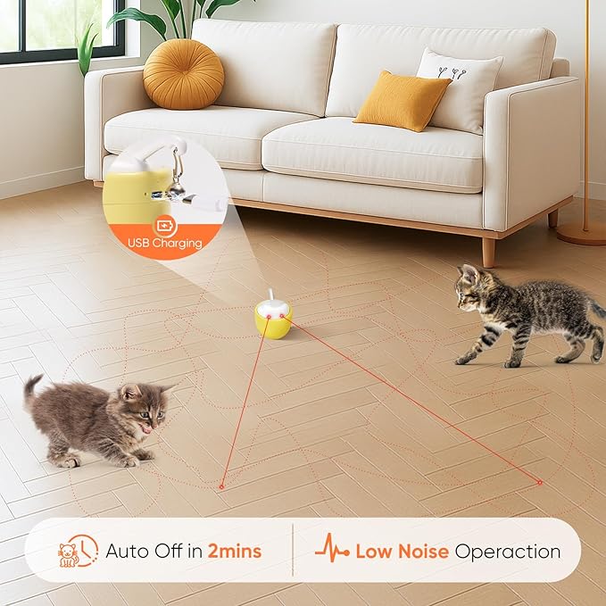 Pawingcat Cat Laser Toy Automatic Dual Laser Points Interactive Cat Enrichment Toys for Indoor Cats 3 Modes Lazer for Cats Birthday Gift