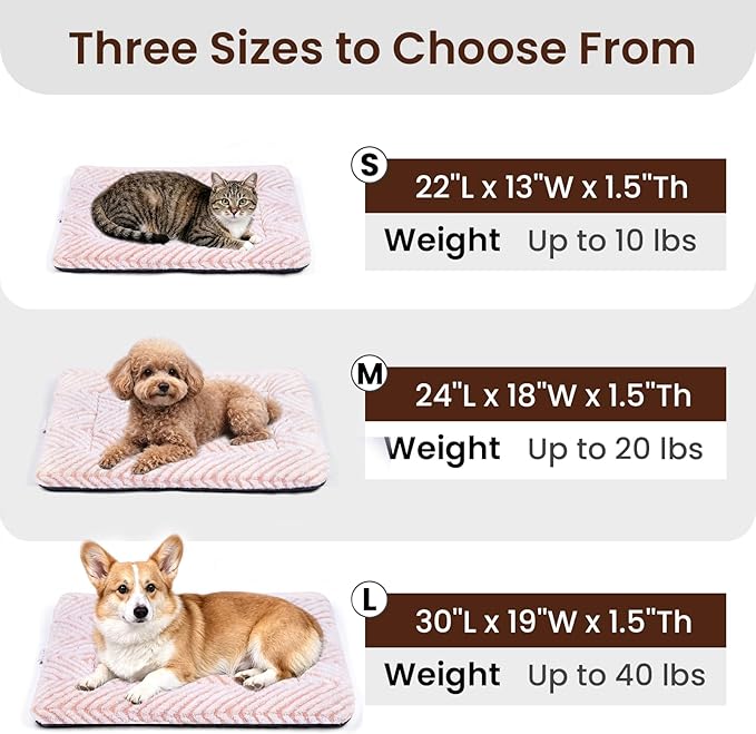 Mora Pets Washable Dog Crate Pad Soft Dog Kennel Bed Crate Mat for Small Medium Dogs, Puppies & Large Cats Flat Pet Bed with Anti-Slip Bottom for Cage & Carrier Sleeping Chevron Pink 30 x 19