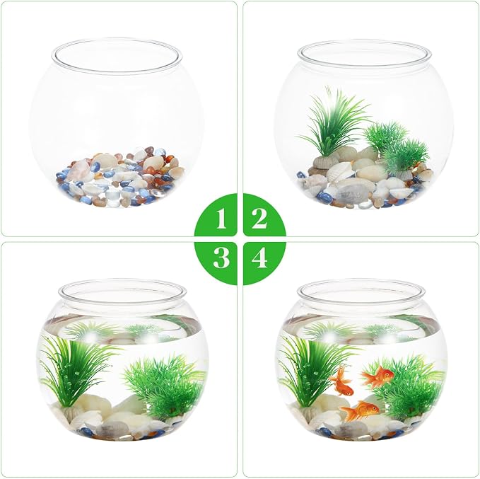 Plastic Fish Bowls, Round Plastic Fish Tank 1.06 Gallon Aquarium Hydroponic Planter Floral Container for Prizes, Party, Table Centerpiece Home Decor