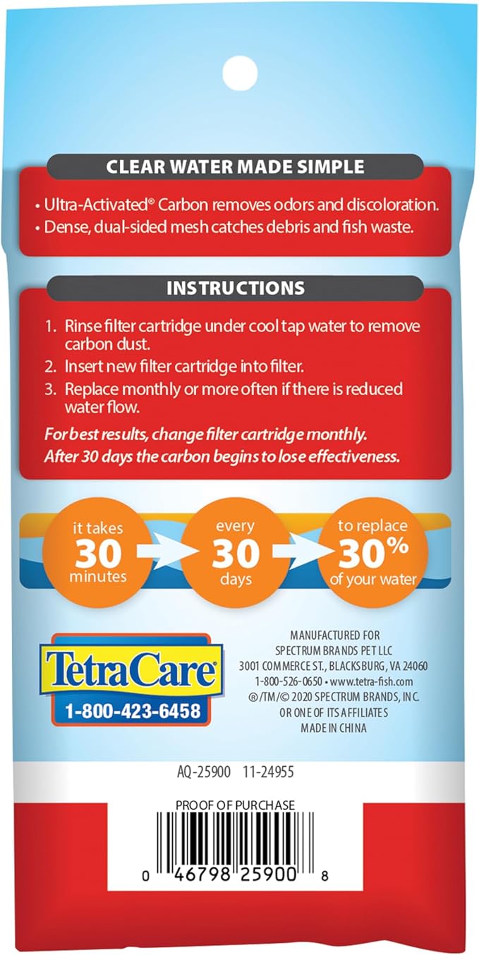 Tetra Whisper Small Filter Cartridges for Aquariums, 2 Count | Ready to Use, Fits Tetra Whisper Filters for Fish Tanks 1 - 4 Gal, Replace Monthly