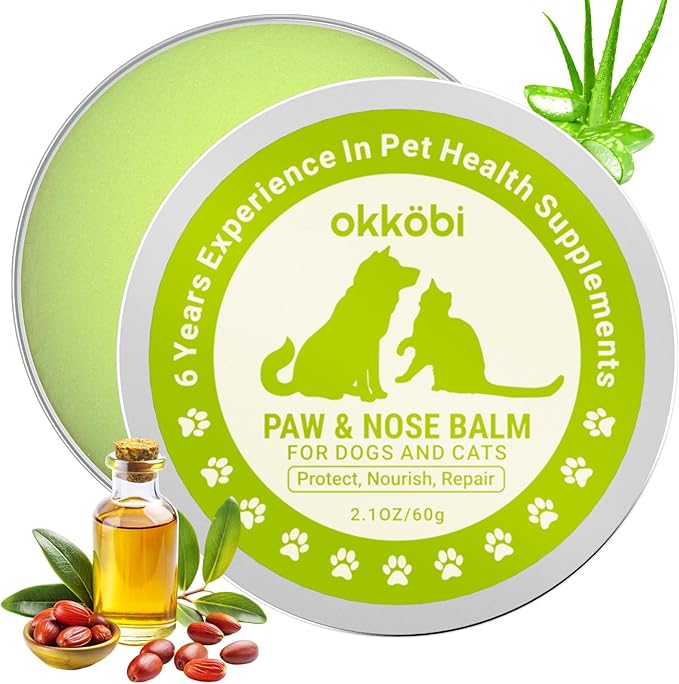 Paw & Nose Balm for Dogs & Cats - All-Natural Lick-Safe Pet Paw Balm for Cracked, Dry Foot & Noses - Soothing & Protective Salve - Horse Hoof Care 60g - 2.1 oz