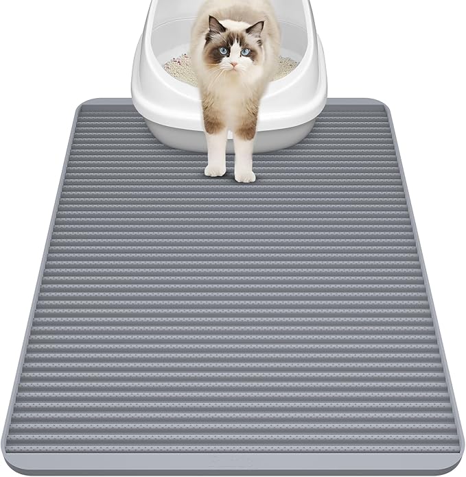 Filmicy Silicone Cat Litter Mat - 31' x 23' Waterproof Large Kitty Mat, Non-Slip, Durable, Easy Clean & Washable Cat Litter Tray Mat for Scatter Control