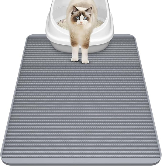 Filmicy Silicone Cat Litter Mat - 31' x 23' Waterproof Large Kitty Mat, Non-Slip, Durable, Easy Clean & Washable Cat Litter Tray Mat for Scatter Control