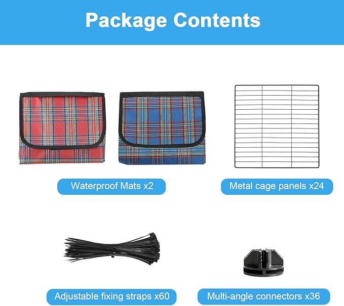 24 Panels Large Guinea Pig Loft Playpen, Indoor Outdoor C&C Small Animal Cage, Pet Playpen with Waterproof Mat, 12 X 12 Inch Interior Metal Wire Yard Fence for Guinea Pigs, Bunny, Hedgehog, Chinchilla