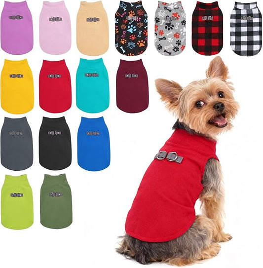 BEAUTYZOO XS Dog Sweaters, Soft Fleece Vest Pullover Dog Jacket with D-Ring Leash Attachment, Warm Winter Dog Clothes Cold Weather Doggy Chihuahua Sweater for Small Dogs Cats Boy or Girl, Red XSmall