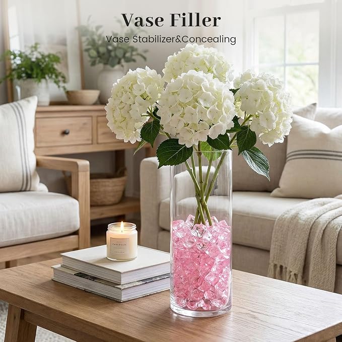 DOMESTAR Pink Fake Ice Rocks, 150 PCS Acrylic Crystal for Vase Fillers | Fake Diamonds for Table Centerpieces Birthday Party Decor, Fish Tanks Decor Table Scatter DIY Craft Supplies
