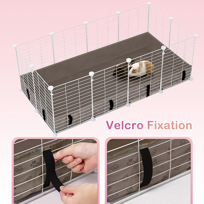 Funfurry Waterproof Guinea Pig Cage Liner,Washable Tarp Bottom Base,Cage Liners for Small Animals,Hamster Chinchilla Hedgehog Ferret Rabbit. (Tan Brown-Paw, 24" X 36")