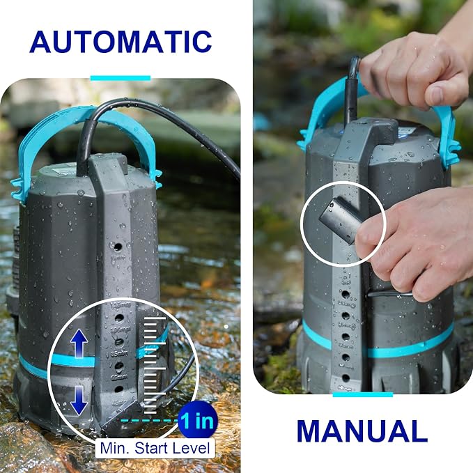 Aquastrong 1/2 HP Automatic Sump Pump 3159 GPH Submersible Water Pump | Thermoplastic Utility Pump High Flow Water Removal for Swimming Pool Garden Pond Basement Wells with 10ft Long Power Cord