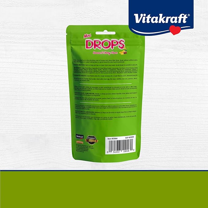 Vitakraft Mini Drops Cherry Banana Treats for Hamsters Rats Mice and Small Pets - Wholesome Small Animal Snacks with Real Fruit Flavor and Nutrient-Rich Goodness - 2.5 Ounce Pack