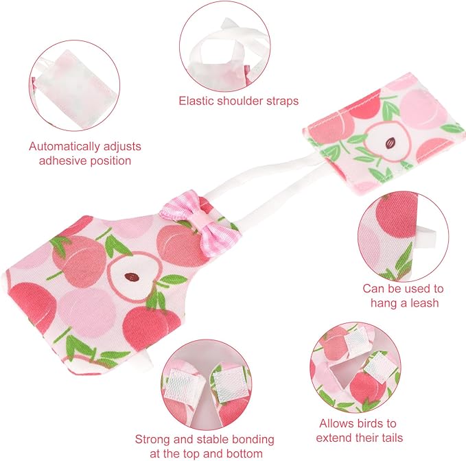 4pcs Reusable Bird Diapers, Cute Pet Bird Diaper with Waterproof Inner Washable Parrot Nappy Pants for Parakeet Cockatiel Budgie Pigeon Lovebird Canary (4 Fruit-Themed Styles)