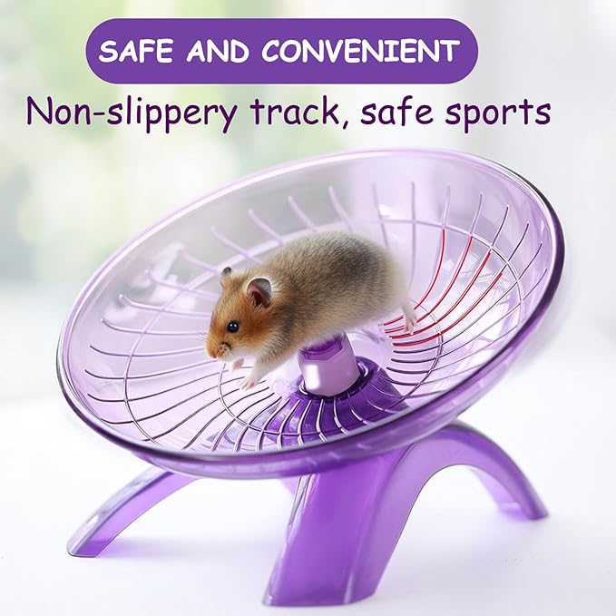 VILLCASE Silent Hamster Running Wheel Large Violet Flying Saucer Exercise Wheel for Hedgehogs Gerbils and Small Pets Cage Accessories