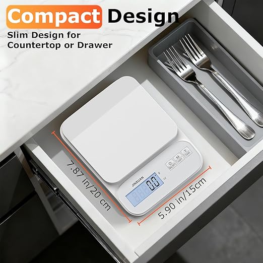 Kitchen Scale Food Scale 5kg/0.1g Digital Scale Food Weighing Scale for Cooking Baking Weight Loss, Rechargeable Coffee Scale Precision Baking Scale with Large Backlit LCD Display, USB Cord