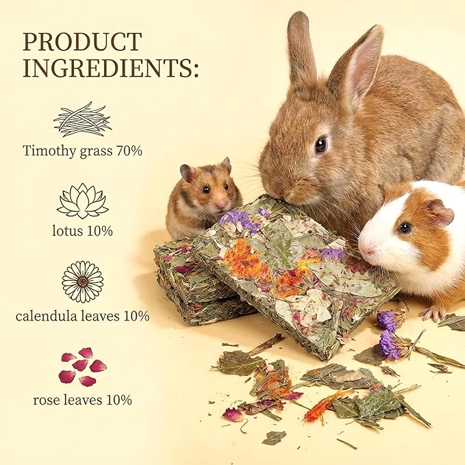 Rabbit Toys 20pcs 2 IN 1 Bunny Crisp Treat Guinea Pig Chew Snack for Cleaning Teeth Enrichment Timothy Hay Chips Hamsters Molar Food For Chinchilla Gerbil Rat Indoor Dental Care Boredom (8+12)