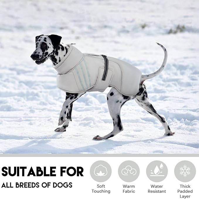 Warm Dog Coat, Reflective Adjustable Dog Jacket, Furry Turtleneck Winter Coat Thicken Dog Fleece Vest, Waterproof Windproof Dog Cold Weather Coats with Buckle for Puppy Small Medium Large Dogs