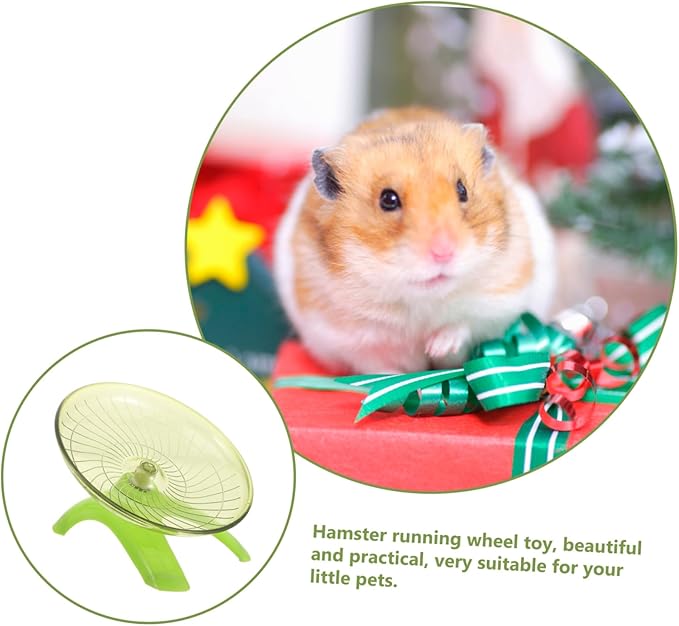 Toddmomy Silent Flying Saucer Exercise Wheel for Hamsters Guinea Pigs Chinchillas Hedgehogs Smooth Edges Quiet Running for Small Pets Cage Accessory in Matcha Green