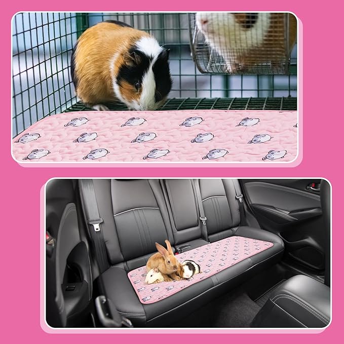 Huhumy 2 Pcs 47 x 24 Inch Guinea Pig Washable Cage Liners Reusable Mat Non Slip Absorbent Guinea Pig Pads for Small Animals Bedding Hamster Rabbit Rat(Vivid Style)