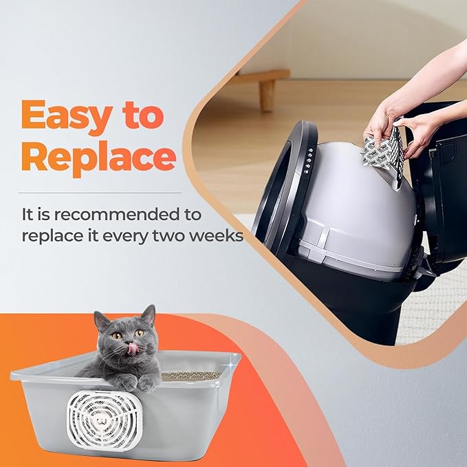 16 PCS Cat Litter Box Deodorizer for Hooded Litter Boxe, Activated Charcoal Odor Absorber, Carbon Filter Compatible with Whisker OdorTrap Pod Accessories Filter and Traditional Litter Boxes, Unscented