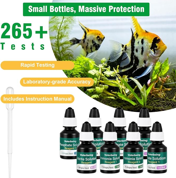 5 in 1 Aquarium Water Master Test Kit, Fish Tank Testing Kit | Aquarium Water Test Kit for pH Nitrite Ammonia & Nitrate Phosphate, Aquarium Water Test Kit for Fresh & Salt Water