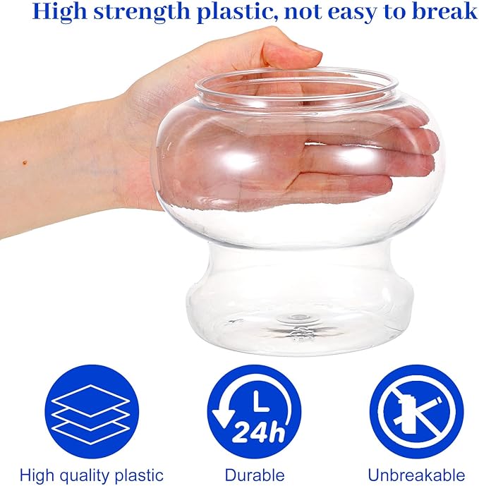Mini Plastic Fish Bowl 25 oz Decorative Small Fish Tank Unbreakable Aquarium Starter Kit for Centerpiece Vases Party Decorations (2026 New Model)