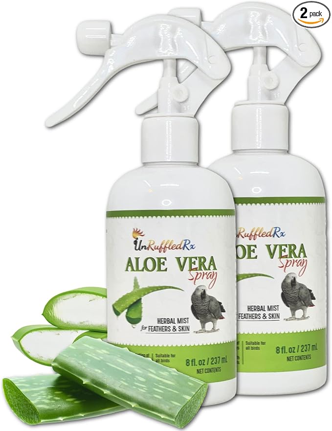 UnRuffledRx Aloe Vera Bird Spray for All Birds – Soothes Itchy Skin & Feather Plucking – 8oz Odor-Free Mist, Safe if Ingested, Daily Use Bird Mist, Softens Feathers, Natural Formula – Made in USA
