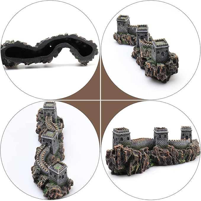Exotic Home Accessories Shape Rockery Style Hut Statue Castle The Hideout Miniature Fake Plants Cave for Hide Bridge Chinese Aquatic Ornament Hill Great Decor Wall Mountain Fish