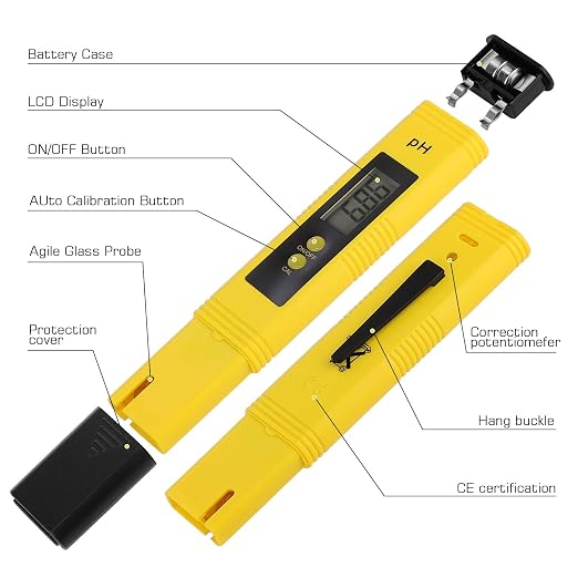 PH Meter for Water Hydroponics Digital PH Tester Pen 0.01 High Accuracy Pocket Size with 0-14 PH Measurement Range for Household Drinking, Pool and Aquarium (2, Yellow, Normal)