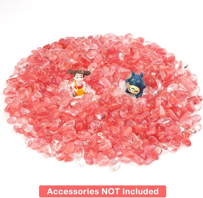 WAYBER Crushed Pink Man-Made Quartz Decorative Gravel Stones, 1 Lb (460g) | Toxin-free, Colorfast, Great for Reiki Healing, DIY Crafts, Vase Filler, Aquarium Landscaping & Planter Décor