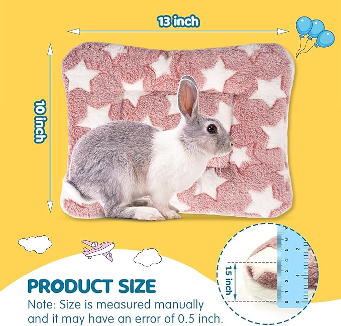 2 Pack Bunny Bed - 10 x 13 Inch Rabbit Pee Pads Bedding - Washable and Thickness Upgrade (Gray & Pink,M)