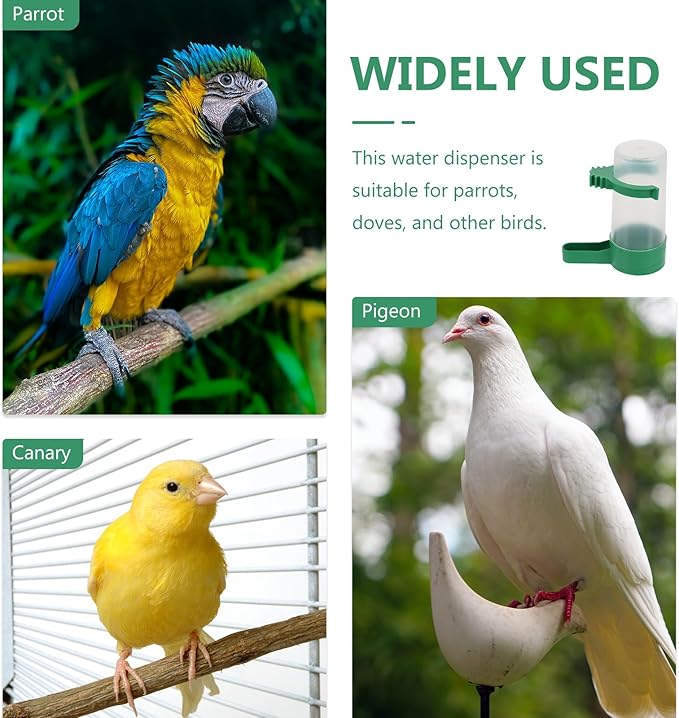 UKCOCO 10pcs Birds Water Dispenser: Automatic Plastic Bird Water Feeder for Parrots, Pigeon, Budgies, Lovebirds, Green
