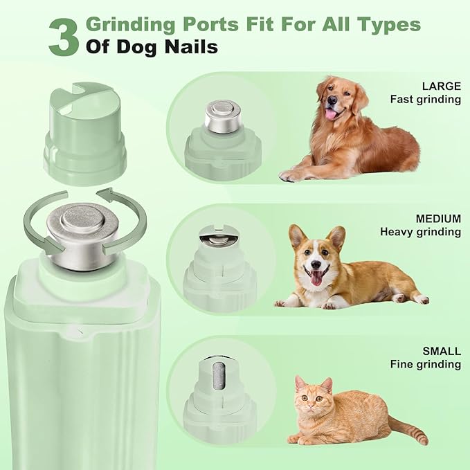 2-in-1 Dog Nail Clippers & Dog Nail Grinder with 2 LED Lights, Ultra-Quiet, Multiple Grinding Methods, USB Rechargeable and Splash Guard for Small, Medium, and Large Dogs & Cats (Green)