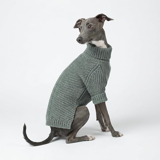 Fitwarm Dog Turtleneck Sweater, Thermal Knitted Pet Coat, Dog Winter Clothes for Small Dogs, Cat Apparel, Heather Grey, Medium