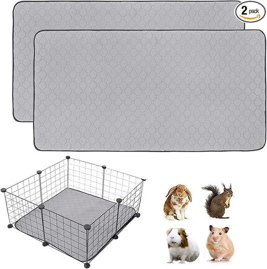 2Pack Guinea Pig Cage Liners, 28''X28'' Washable Guinea Pig Pee Pads, Non Slip Reusable Super Absorbent Guinea Pig Training Mat Bedding Fleece for Small Animals Hamster Rabbit Chinchilla Rat