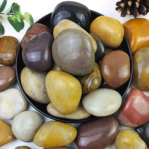 40lbs Large River Rocks Decorative Pebbles,2-3 Inch Mixed Color Pebbles for Indoor Plants,High Polished Stones for Garden Landscaping Outdoor Vase Filler Fish Tank Aquariums and Indoor DIY | for Indoor Plants,High Polished Stones for Garden Landscaping...