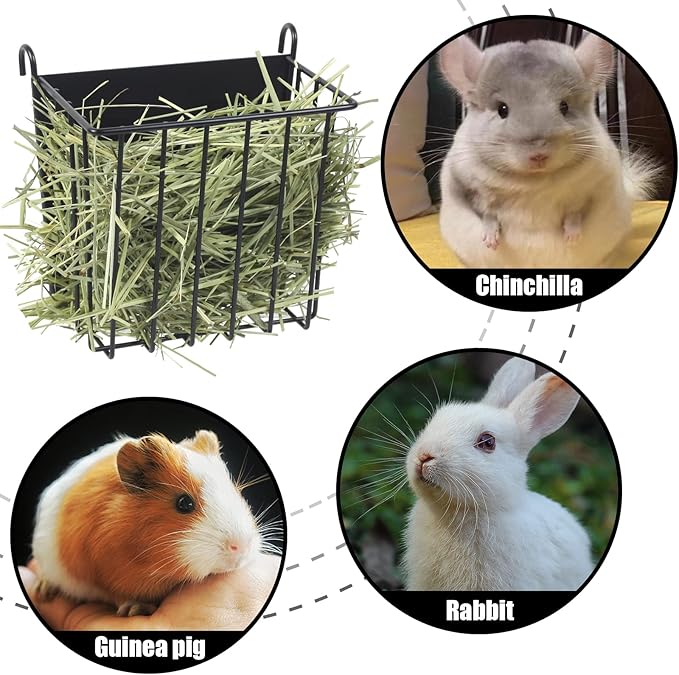 2PCS Rabbit Hay Feeder Guinea Pig Hay Feeder with Heavy-Duty Metal Frame Rabbit Hay Holder for Cage - Bunny Hay Feeder,for Rabbits Guinea Pigs Bunny Chinchillas