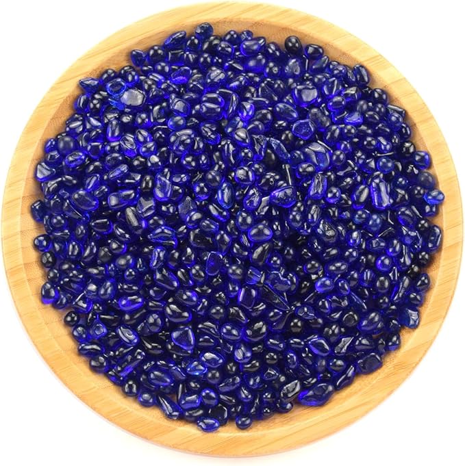 WAYBER 1 Pound Tumbled Sea Glass Pebbles Decorative Glass Stones, Deep-Blue | Vivid Long-Lasting Hues, Lustrous Polished Finish, Non-Toxic Material, Ideal for DIY Crafts & Home Decorations