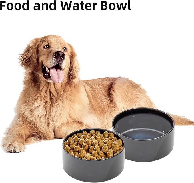 Havniva Ceramic 8.2inch Dog Bowl for Large-Breed Dogs, Anti-Slip and Weighted Pet Food and Water Bowl (Single Bowl - Starry Sky)
