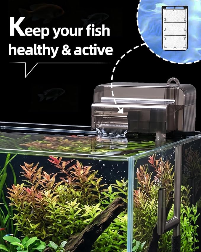 6 Packs Replacement Filter Cartridges with Intake Sponges (2 pcs) for Hang On Back Aquarium Filters,ONLY fit to up to 10 Gallon Filters