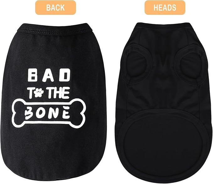 Discover Cozy Cotton Canine Wear: Soft, Lightweight, and Breathable Dog Shirt Vest with Eye-Catching Graphics(Bad to The Bone), Keeping Your Furry Friend Warm and Comfy! Grey M