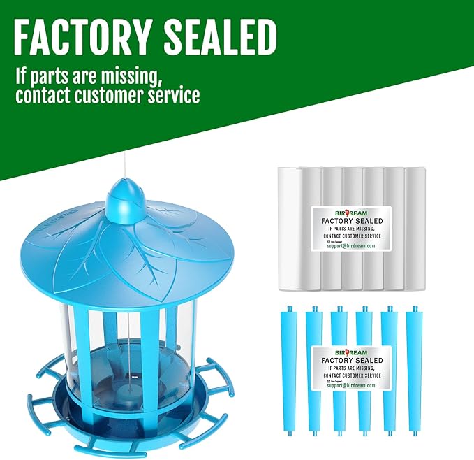 Birdream 2 Pack Bird Feeders for Outdoor Hanging, Assembly Required, 1-Min Easy Setup, Charming Castle Design, Attracting Cardinals Chickadees Goldfinches & Sparrows - Blue