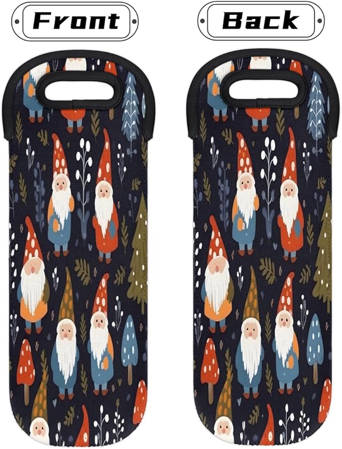 Christmas Santa Claus Tree Wine Bag Single Bottle Wine Tote Bag Neoprene Wine Carrier Bags with Carry Handle Portable Wine Bottle Holder for Travel Party Picnic