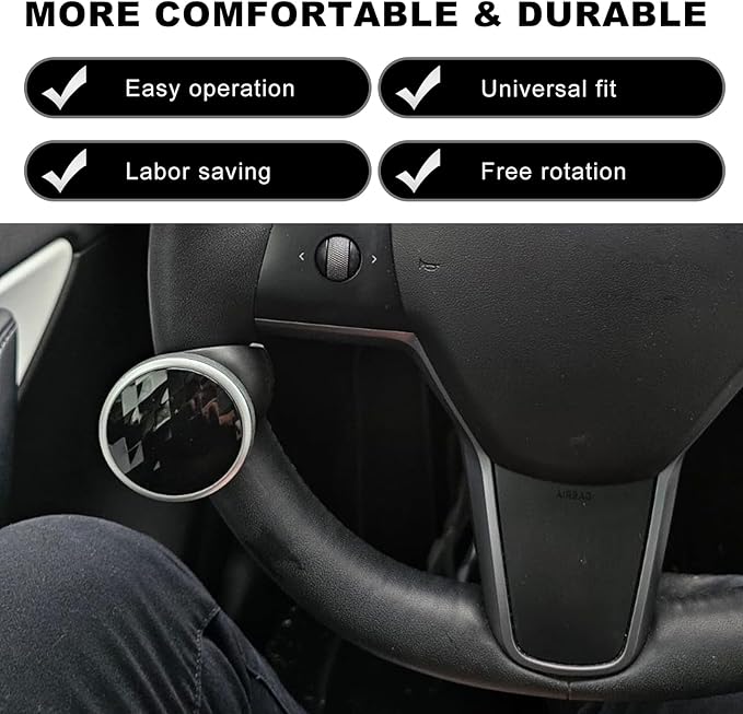 2 PCS Steering Wheel Knob Spinner, Driving Turning Assist Steering Wheel Knob with Metal Bearing, 360 Degree Rotation Steering Wheel Power Handle for Car Truck Boat, Car Accessories