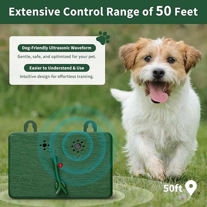 Anti Barking Devices for Dogs - 50FT Automatic Stop Dog Barking Control Devices - 4 Modes Ultrasonic Anti Barking Box - Sonic Stop Bark Devices - Home/Garden/Indoor/Outdoor/Neighbor's Dogs (Green)