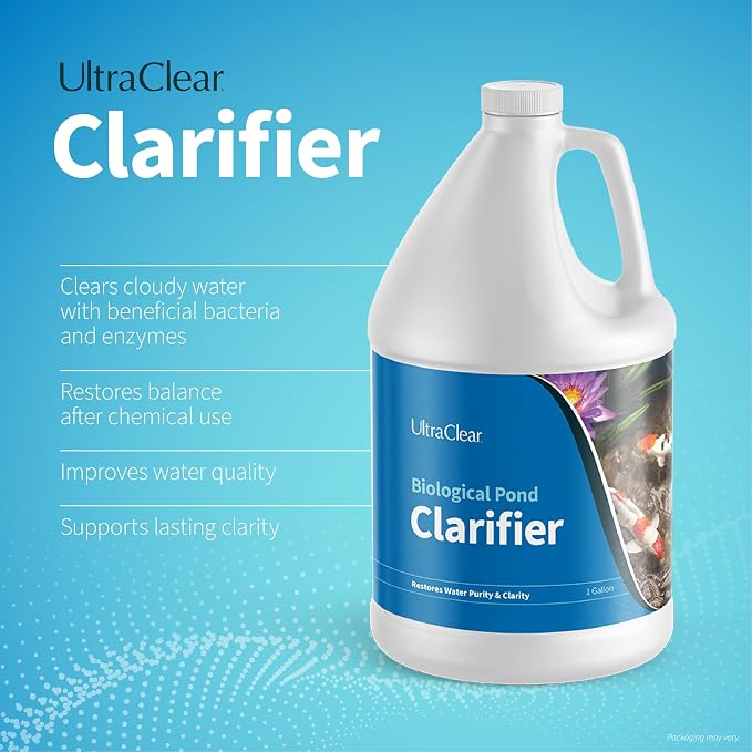 Pond Clarifier for Outdoor Ponds - Concentrated Live Beneficial Bacteria - Treats up to 320,000 Gallons - Clears Cloudy Pond Water - Safe for Fish, Plants, Pets and People