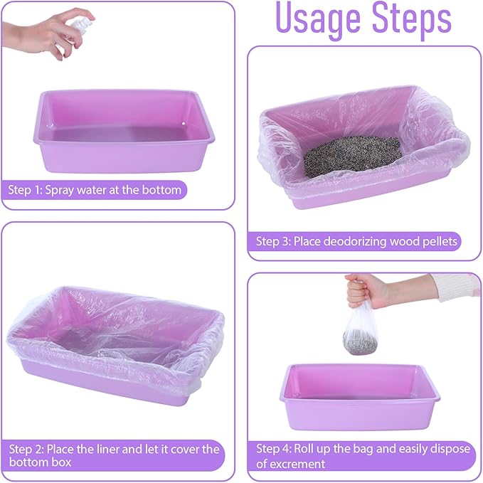 50 Pcs Disposable Cage Liners, Rabbit Litter Box Liners Small Animal Leak Proof Toilet Film Guinea Pig Cage Toilet Liner Plastic Litter Box Liner for Rabbits, Guinea Pigs, Chinchillas, Hedgehogs, Bird